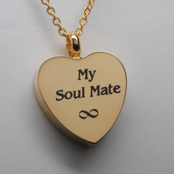 My Soul Mate for Infinity Cremation Urn Necklace || Human Ashes Holder Jewelry || Engraveable