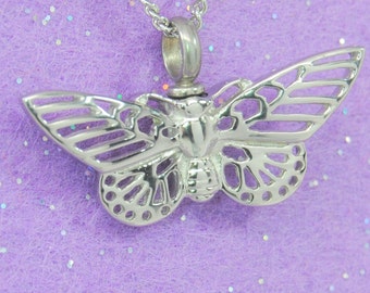 Lacy Butterfly Cremation Urn Necklace || Ashes Keepsake || Memorial Jewelry