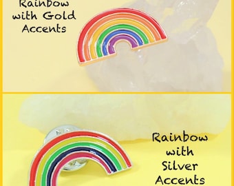 Rainbow Pin with Gold or Silver Accents || LGBTQ+ Pride Gifts || Fashion Accessory