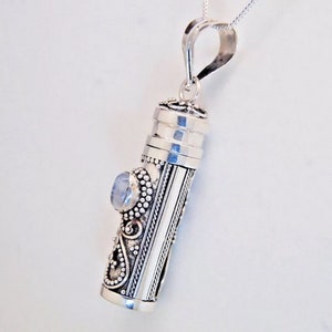 Moonstone Cremation Urn Necklace in 925 Sterling Silver || Rainbow Moonstone Ashes Keepsake || Ashes Holder Jewelry