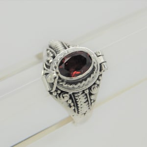 Ashes Holder Ring in 925 Sterling Silver with Red Garnet || January&#39;s Birthstone || Memorial Jewelry