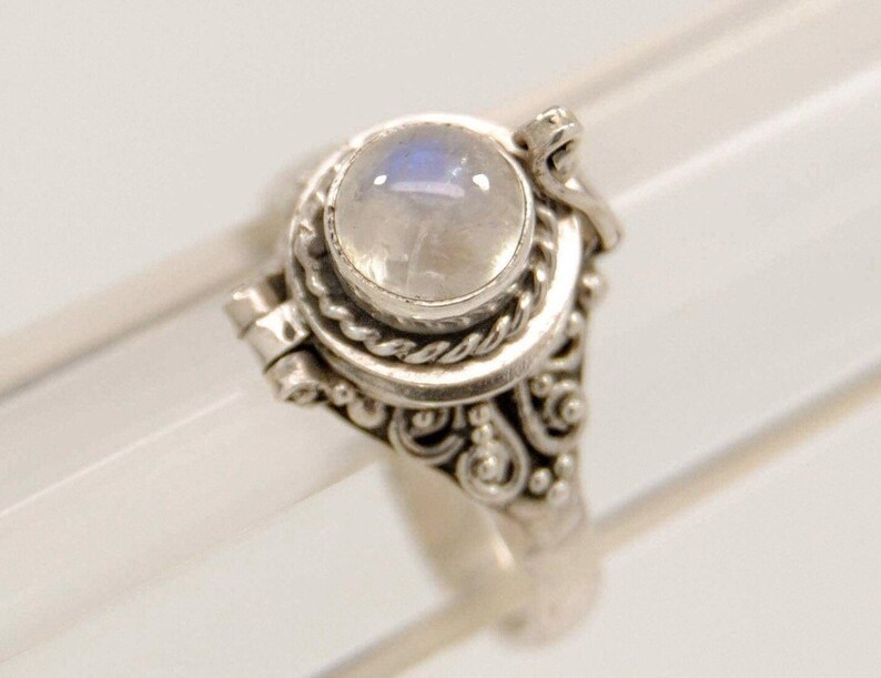 Ashes Keepsake Urn Ring Round Moonstone Ring in Genuine 925 Etsy