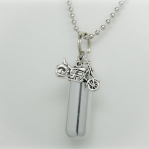 Motorcycle Cremation Urn Necklace || Biker Memorial || Harley Inspired Memorial Jewelry || Engravable Biker Keepsake