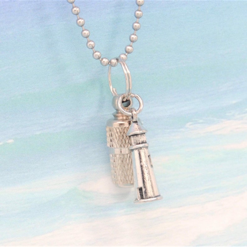 Ashes Jewelry for Lighthouse Lovers Capsule Urn with Lighthouse Charm