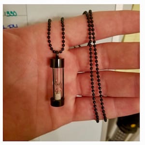 Black Stainless Steel Hourglass Cremation Urn Necklace || Ashes Keepsake Jewelry