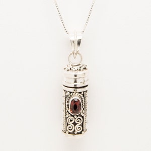 Genuine 925 Sterling Silver & Red Garnet Cremation Urn Necklace || January&#39;s Birthstone || Ashes Keepsake Jewelry