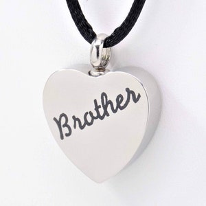 Brother Heart Cremation Urn Necklace || Custom Cremation Jewelry || Ashes Keepsake