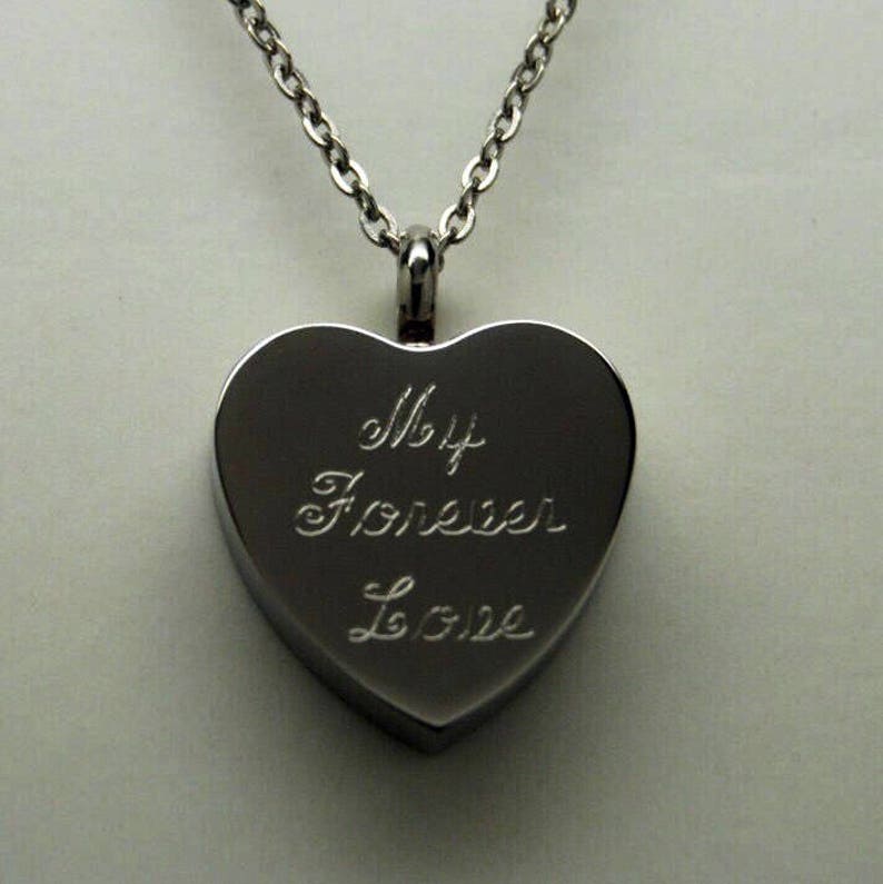 Ashes Keepsake Engraveable Stainless Steel My Forever Love Heart Shaped Cremation Urn Necklace