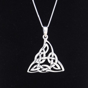 Genuine 925 Sterling Silver Triquetra Knot Pendant with Matching 18&quot; Box Chain || Fine Celtic Jewelry Gifts