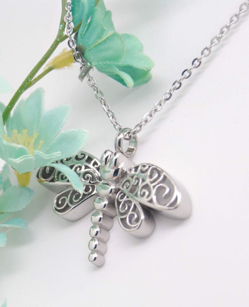 Dragonfly Cremation Urn Necklace in Stainless Steel Etsy