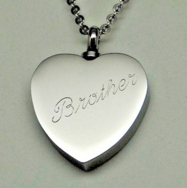 Brother Heart Cremation Urn Necklace Engravable Cremation Etsy UK