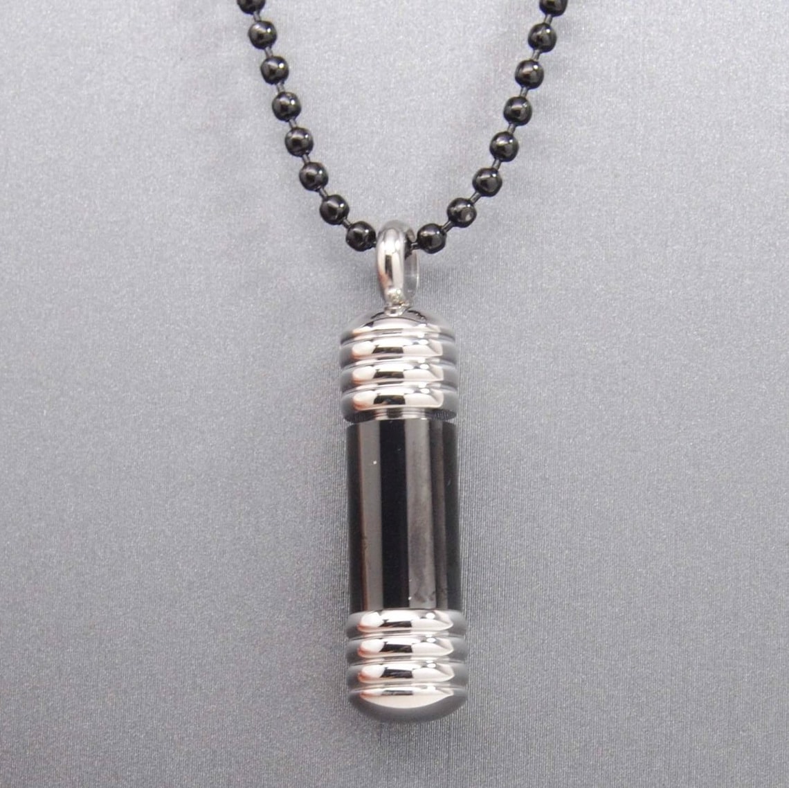 Men's Cremation Jewelry Black and 316L Stainless Steel Etsy