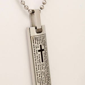 Lord's Prayer Cremation Urn Necklace || Cross Ashes Keepsake || Engravable