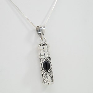 Black Onyx in 925 Sterling Silver Urn Necklace || Gemstone Ashes Keepsake Jewelry || Cremation Memorial