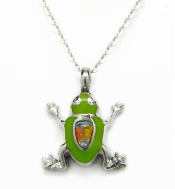 Green and Orange Murano Glass Frog Urn 