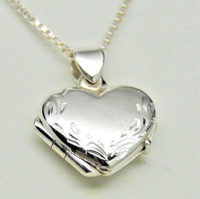 Sterling Silver Picture Locket Necklace Holiday or Birthday Etsy