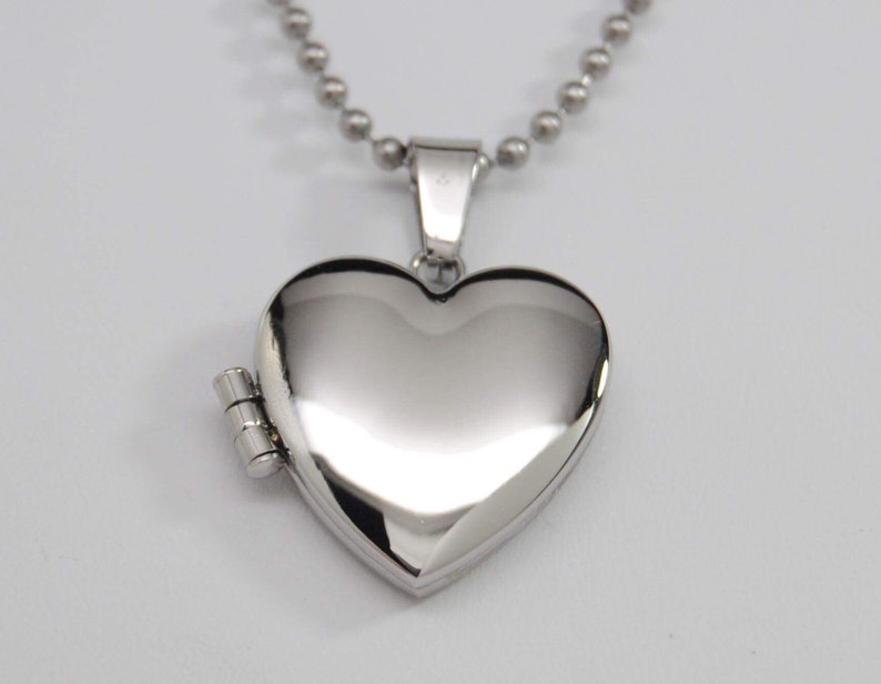 Heart Picture Locket Necklace in Stainless Steel Photo Keepsake Jewelry Chain Choice Engravable image 5