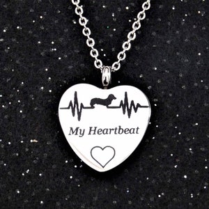 My Heart Beats for Dachshunds Ashes Holder Necklace || Doxie Memorial Jewelry || Dachshund EKG