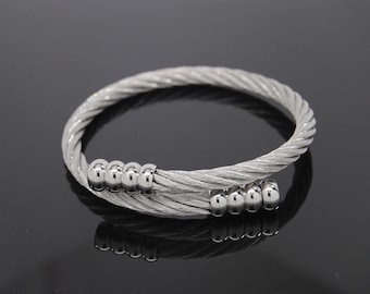 Men's Cremation Bracelet || Twisted Silver Stainless Steel with Built In Ashes Holder || Everyday Memorial Jewelry