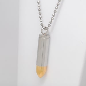 Bullet Urn Necklace || Cremation Ashes Keepsake || Hunter or Sportsman&#39;s Memorial || Gold and Silver Bullet Urn