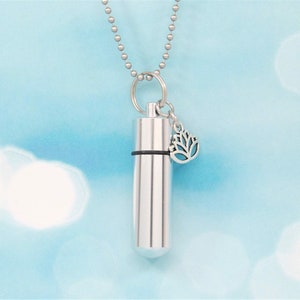 Lotus Cremation Urn Necklace || Human or Pet Ashes Keepsake || Engraveable Memorial Jewelry