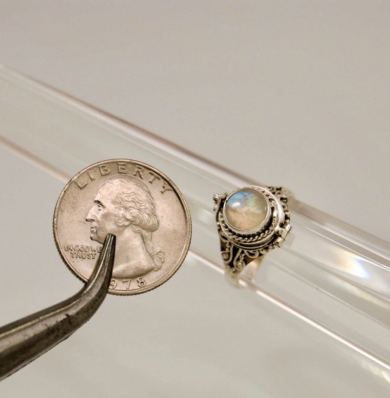 Ashes Keepsake Urn Ring Round Moonstone Ring in Genuine 925 Etsy