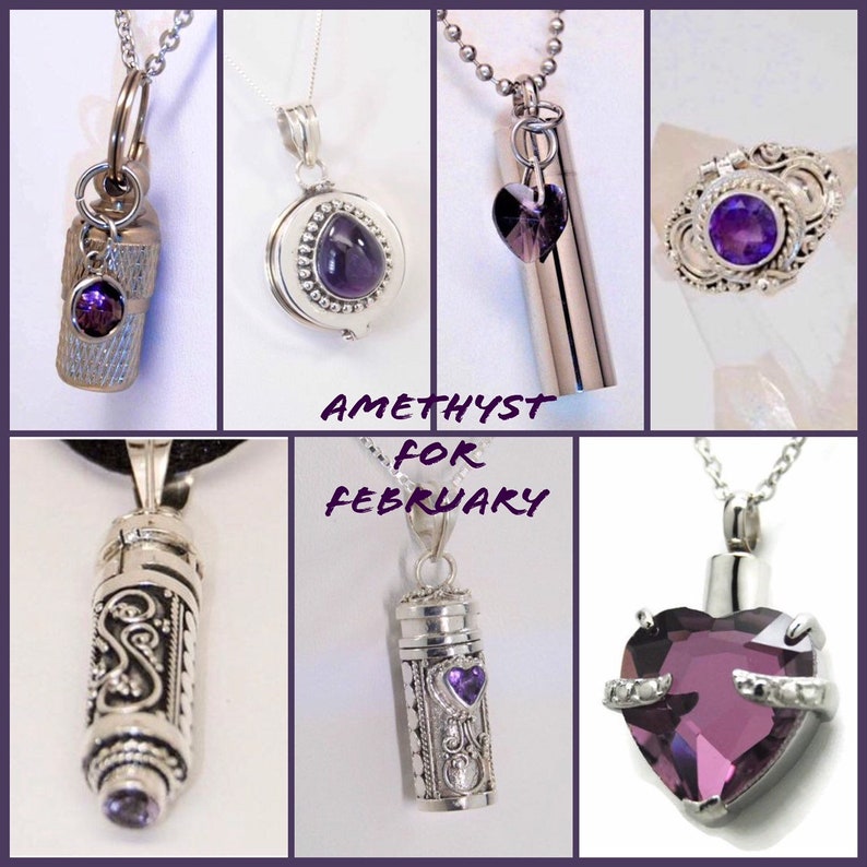 Ashes Keepsake Purple Amethyst Tear in 925 Sterling Silver Urn Necklace Mourning Jewelry