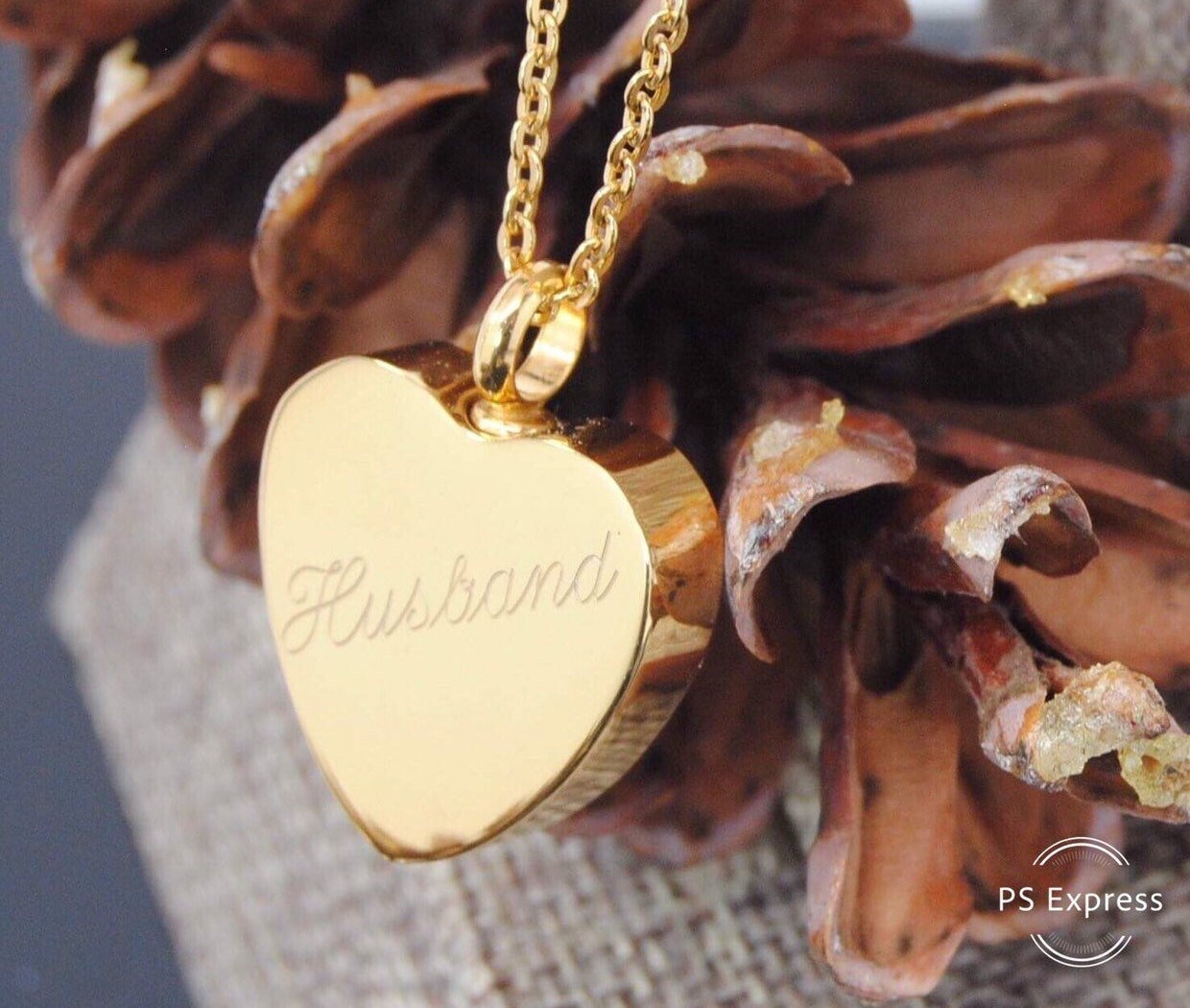 Husband Heart Cremation Urn Necklace in 