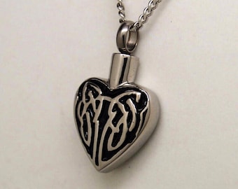 Celtic Heart Cremation Urn Necklace || Jewelry for Ashes || Irish Memorial Necklace || Engravable