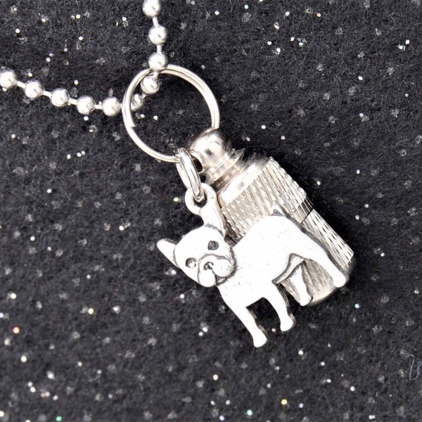 French Bulldog Ashes Holder Necklace || Capsule Urn with Charm || Dog Keepsake Jewelry