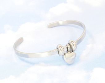 Women's Cremation Bracelet, Stainless Steel with Mini Heart Ashes Holder, Everyday Memorial Jewelry, Quality Cuff Urn Bracelet