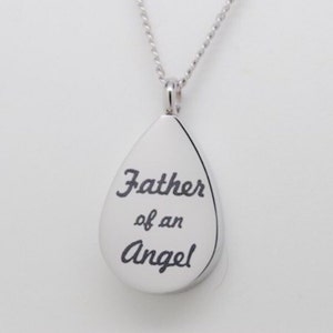 Tear Ashes Holder Necklace || Father of an Angel || Engraveable Men's Keepsake Jewelry