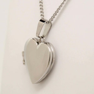 Heart Picture Locket Necklace in Stainless Steel Photo Keepsake Jewelry Chain Choice Engravable image 7