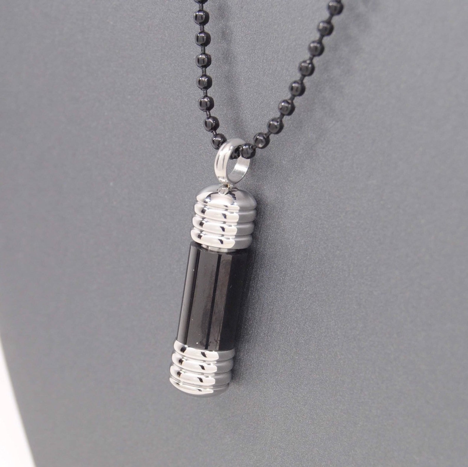Men's Cremation Jewelry Black and 316L Stainless Steel Etsy