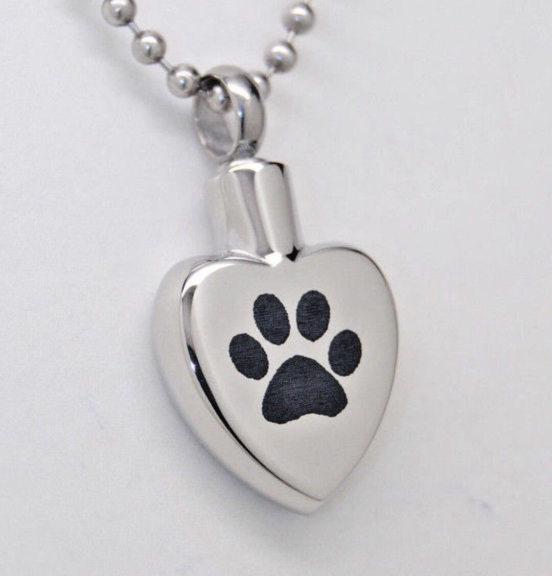 Paw Heart Urn Necklace for Dog or Cat Ashes || Pet Ashes Keepsake ...