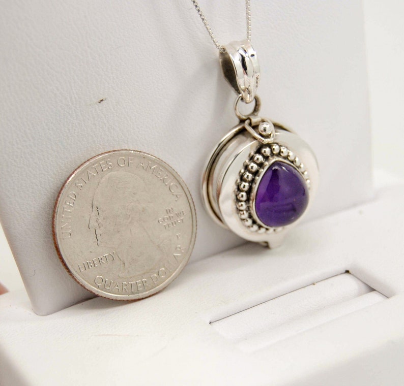 Ashes Keepsake Purple Amethyst Tear in 925 Sterling Silver Urn Necklace Mourning Jewelry