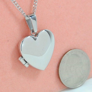 Heart Picture Locket Necklace in Stainless Steel Photo Keepsake Jewelry Chain Choice Engravable image 4