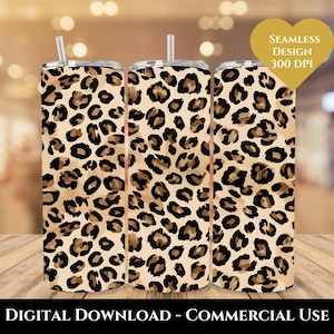Leopard Print Tumbler Png, Leopard 20oz Sublimation Design, 20 oz Tumbler Wrap, Animal Print Digital Download, Instant Download PNG