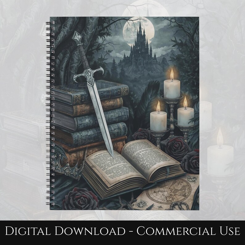 Dark Fantasy Book PNG, Kindle Insert for Clear Case, Printable Kindle ...