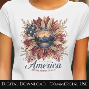 God Bless America PNG, America 250 PNG, 250th Anniversary Digital Download, Cherry png, Patriotic Clipart