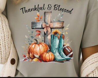 Thankful and Blessed png, Tshirt Sublimation Design Fall, Autumn Shirt Design, Fall png Designs for Shirts, Jesus Fall png, Fall 2025 Png