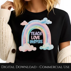 Teach Love Inspire Clipart, Teacher Sublimation PNG, Back to School Teacher Shirt, Teacher Shirt Design, First Day of School png