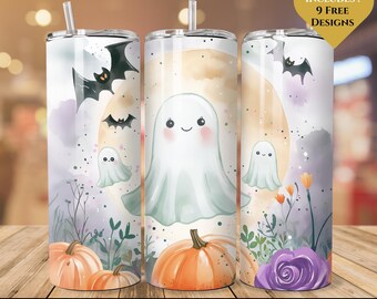 Cute Ghost Halloween Sublimation Design, Halloween Tumbler Wrap, Boo Ghost png, Halloween Tumbler Designs, Spooky Mama png, Cute Ghost png