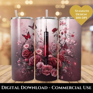 Envoltura de vaso para flebotomista (PNG), diseños de sublimación delgados de flebotomista de 20 oz, descarga digital de trabajador médico de flebotomía, vaso de enfermera (PNG)