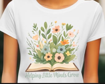 Leraar bloemenboek, png-bestand: boho-sublimatieontwerp (digitale download)