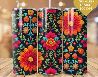 Mexican Embroidered Flower Pattern PNG, Floral Clipart (Digital Download)