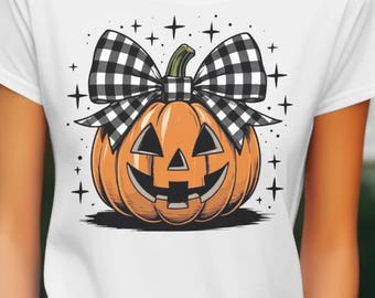 Kokietka Gingham Print Pumpkin png, Retro Halloween png, Uroczy Halloween Clipart, Tshirt Sublimacja Projekt Jesień, Halloween Nauczyciel Koszulka