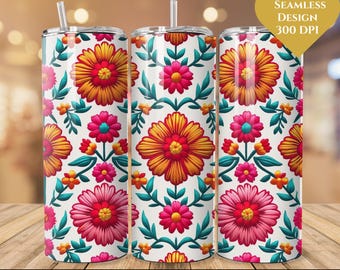 Mexican Embroidered Flower Pattern PNG, Floral Clipart (Digital Download)