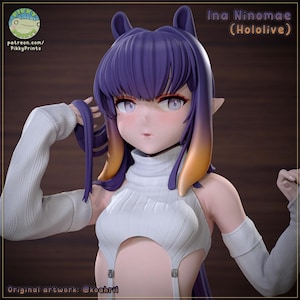 Ninomae Ina&#39;nis Sweater Figure - Hololive EN | Hand-Painted VTuber Pinup Statue