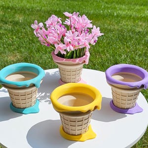 Ice Cream Planter for succulents small planter for home decor birthday gifts for kids present unique adorable fun desk piece